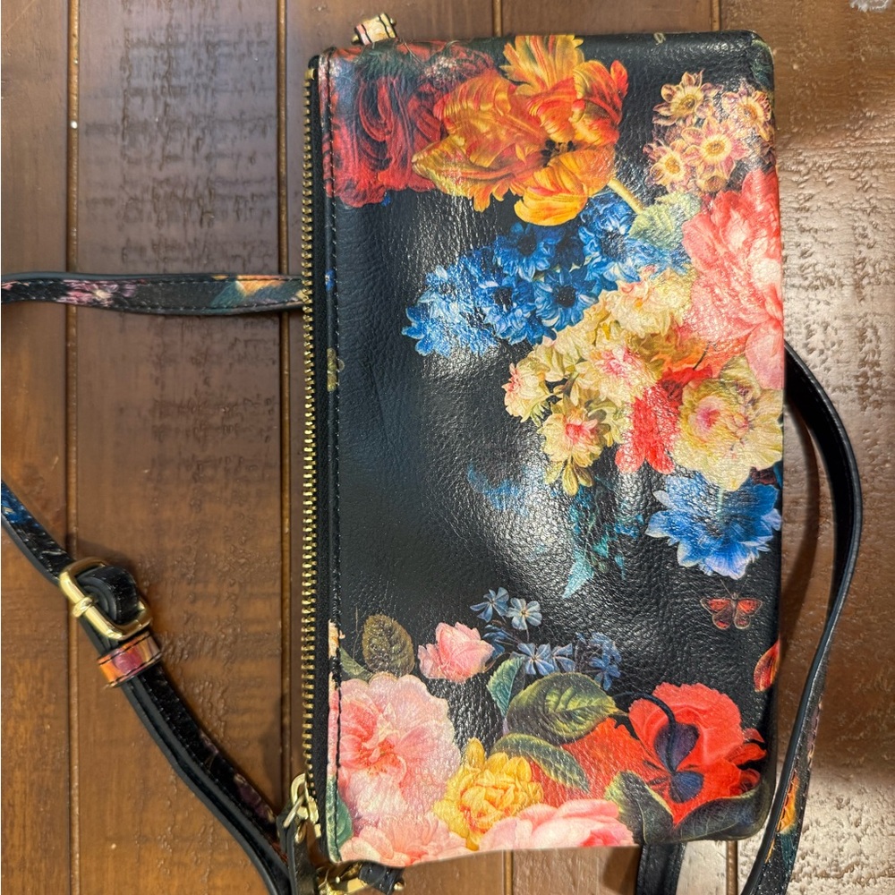 LODIS Black Multicolor Floral Crossbody Wallet - Picture 2 of 4